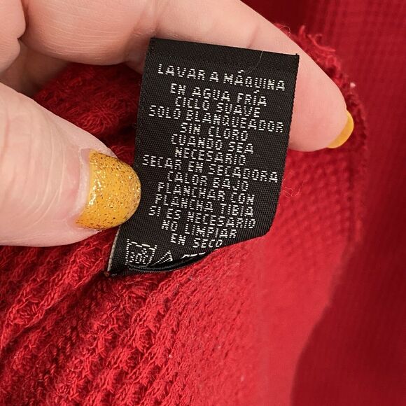 Vintage Polo Jeans Ralph Lauren Shirt Mens Extra Large Red Waffle Knit Thermal - Picture 6 of 7